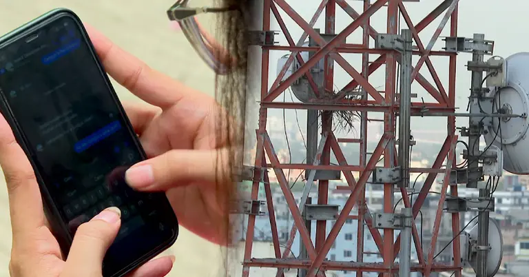 মুঠোফোন ব্যবহার করছে ও টাওয়ার