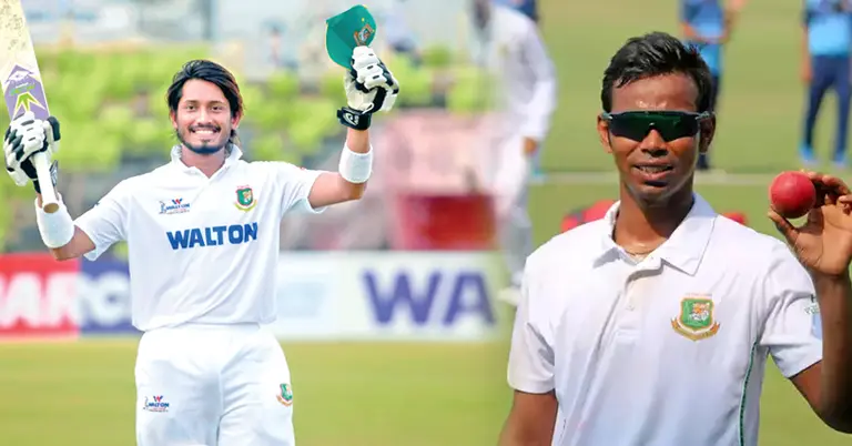 ব্যাট উচিয়ে দাঁড়ানো এনামুল এবং বল হাতে তানভীর