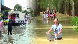 বন্যার পানি কিছুটা নামলেও কমেনি দুর্ভোগ, ঘরে ফিরছেন অনেকে