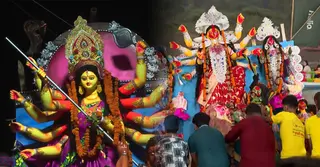 অশ্রুসজল চোখে দেবী দুর্গাকে বিদায় জানালেন ভক্তরা