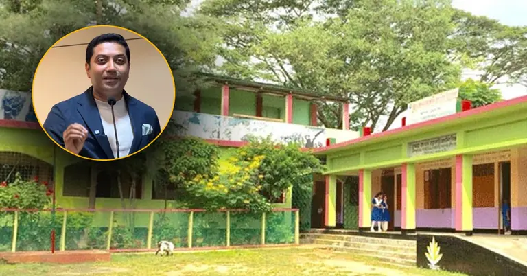 প্রাথমিক ও গণশিক্ষা প্রতিমন্ত্রী ববি হাজ্জাজ ও একটি বিদ্যালয়