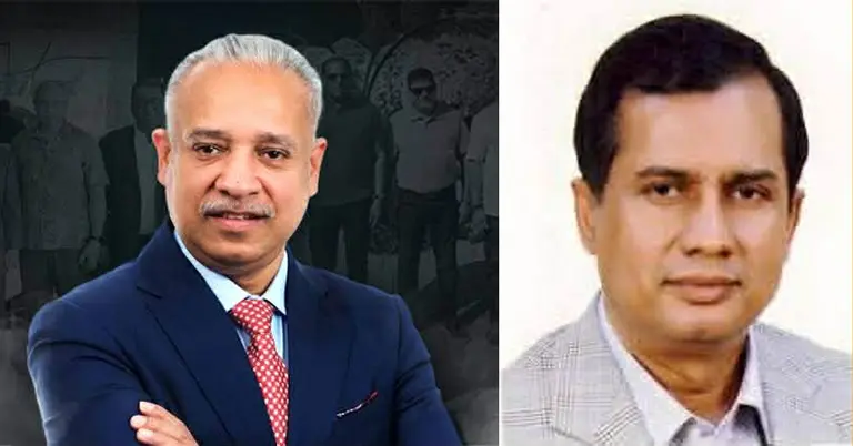 আমিনুল ইসলাম আব্দুল নূর (বামে), রুহুল আমিন (ডানে)