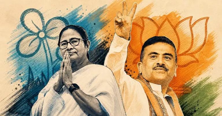 মমতা বন্দ্যোপাধ্যায় ও শুভেন্দু অধিকারী