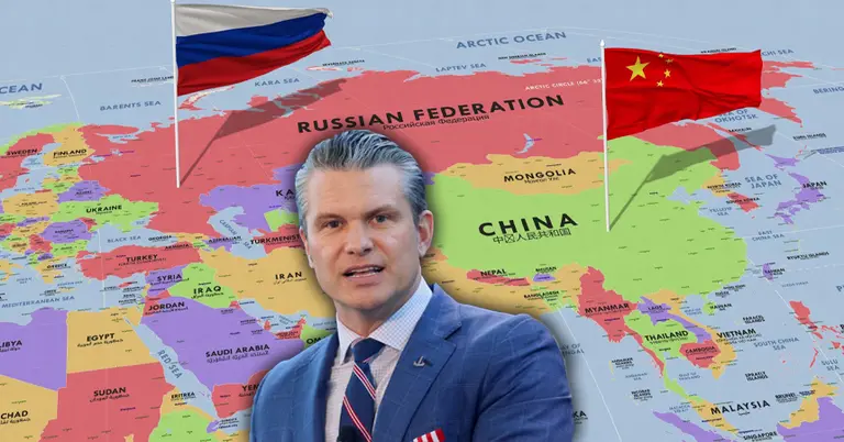 বিশ্ব মানচিত্রে রাশিয়া ও চীনের অবস্থান, মার্কিন প্রতিরক্ষামন্ত্রী পিট হেগসেথ