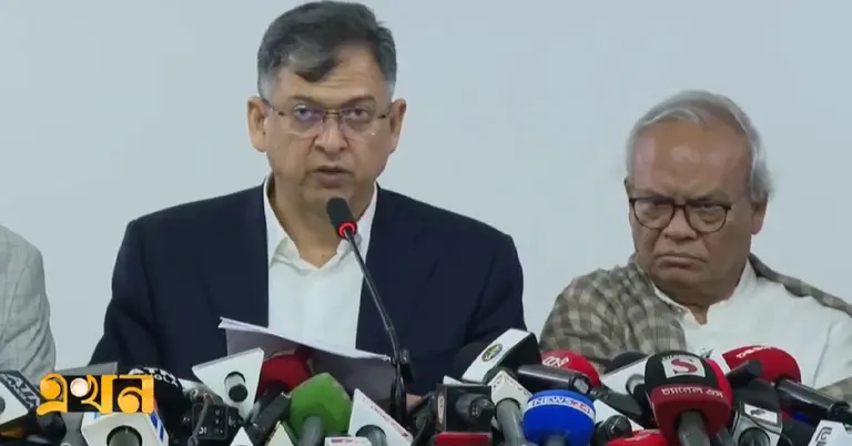 কথা বলছেন সালাহউদ্দিন আহমেদ, পাশে রুহুল কবির রিজভী