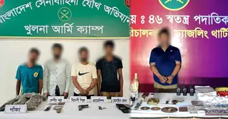 সেনাবাহিনীর পৃথক অভিযানে অস্ত্র ও মাদকসহ গ্রেপ্তার ৫