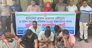 মেঘনায় মা ইলিশ শিকার করায় আটক ১০ জেলে