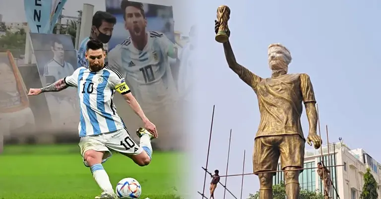 মেসি ও কলকাতায় নিজের ৭০ ফুট উচ্চতার ভাস্কর্য