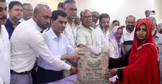 নওগাঁয় ৫ হাজার কৃষকের মাঝে বিনামূল্যে আউশ ধানের বীজ ও সার বিতরণ