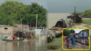 ভাঙতে শুরু করেছে রাজশাহীর পদ্মা নদীর পাড়, আতঙ্কে বাসিন্দারা