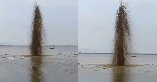 সুনামগঞ্জের হাওরের ডুবন্ত নলকূপ থেকে ওঠছে গ্যাস